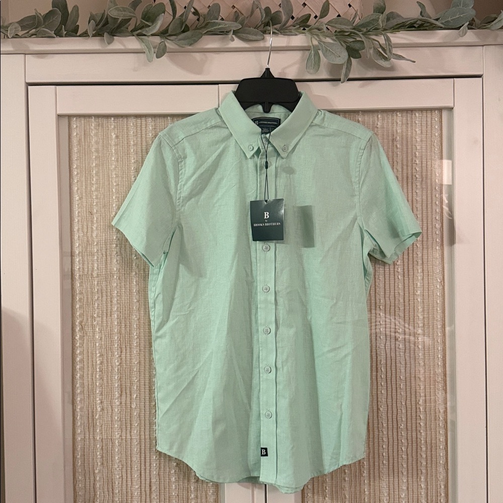 B by Brooks Mint Green Linen Blend Button Down Shirt - NWT